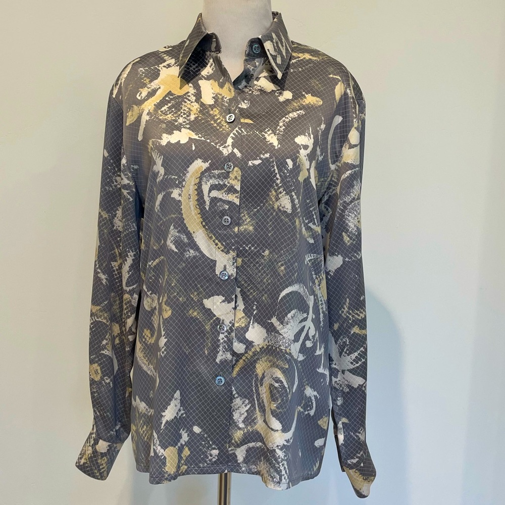 Escada Abstract Print Silk Top